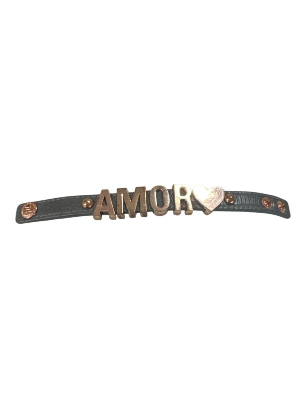 I Love Roma Leather Bracelet With Gold-Tone Amor Lettering & Heart Design - Picture 5 of 8